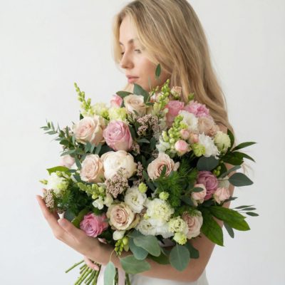 Bukiet "Intense" to letnia propozycja z peoniami, różami, lwią paszczą.Kwiaty Warszawa