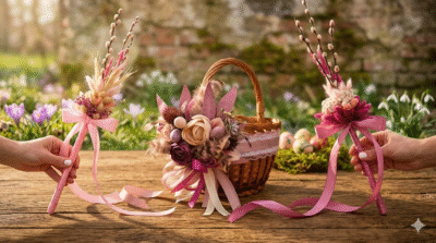 Koszyczek wielkanocny Wiosenne Amaranty małyKwiaty Warszawa