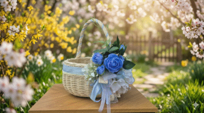 Koszyczek wielkanocny Lazurowy szykPoczta Kwiatowa Warszawa