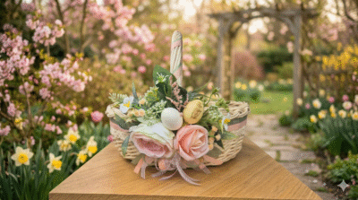 Koszyczek wielkanocny na nadchodzące święta. Koszyczek w wiosennych barwach.Kwiaciarnia Warszawa